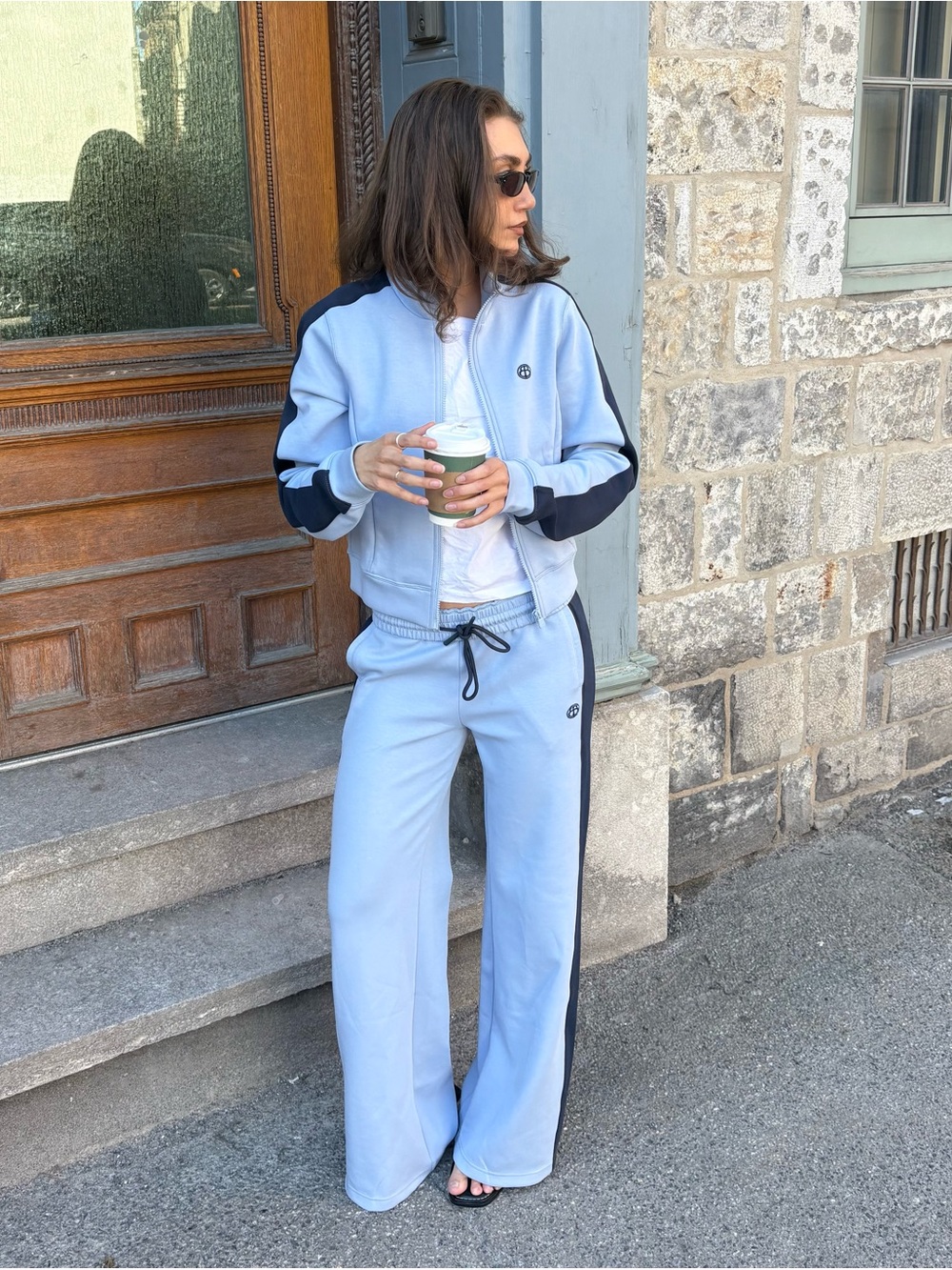 Organic Basics Pale Blue Zip Sweatshirt and Jogger Set
